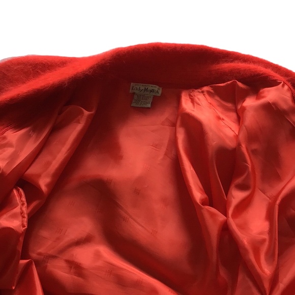Vintage Lady Monica Hot Red Lined Open Angora Cardigan With Pockets, size M-L - Picture 6 of 11